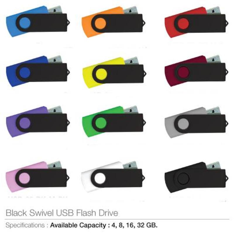 Black Swivel USB Flash Drives 104